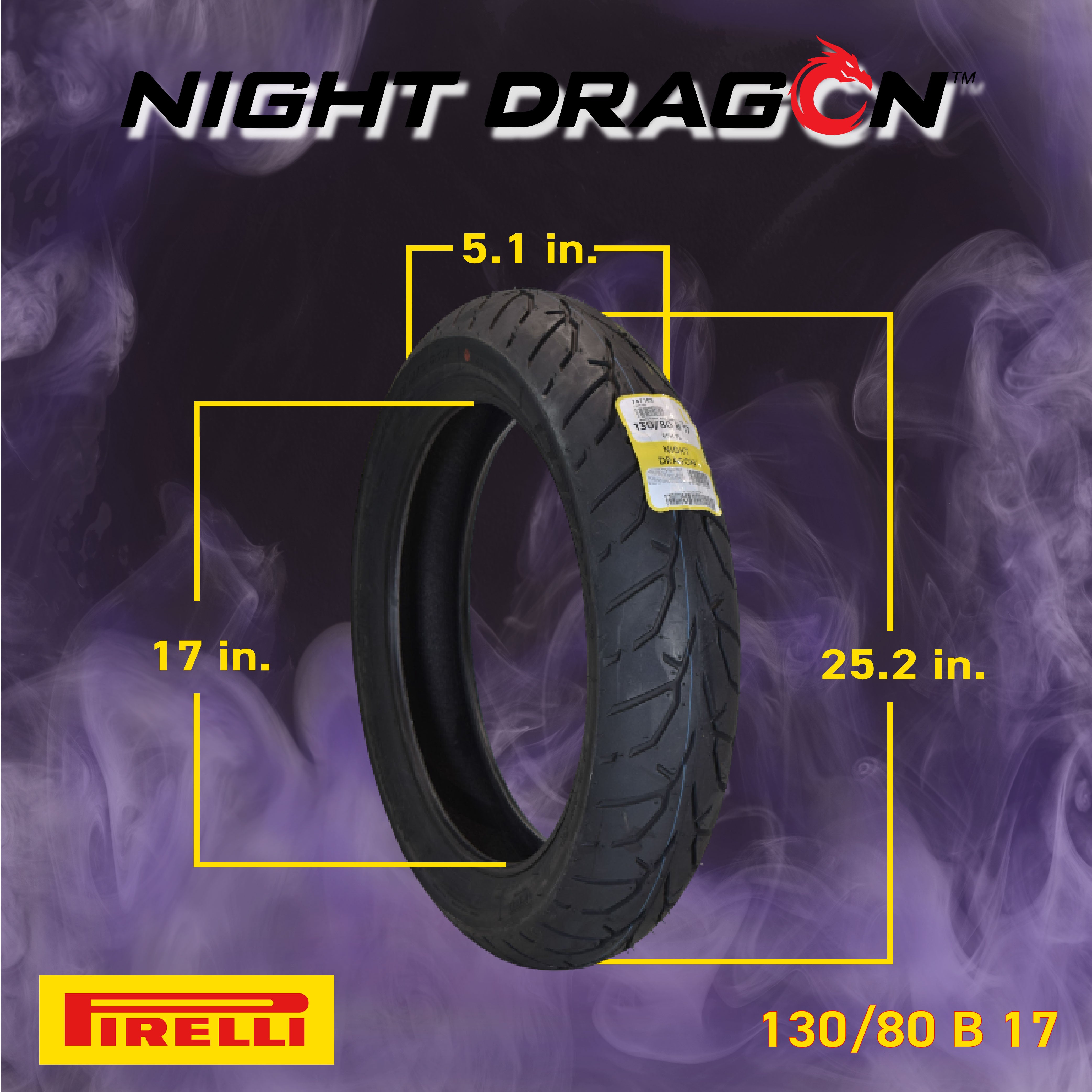 Pirelli Night Dragon 130/80B17 M/CTL 65H Front Tire 170/80B15 M/C 77H GT Motorcycle Rear Tire w/Keychain