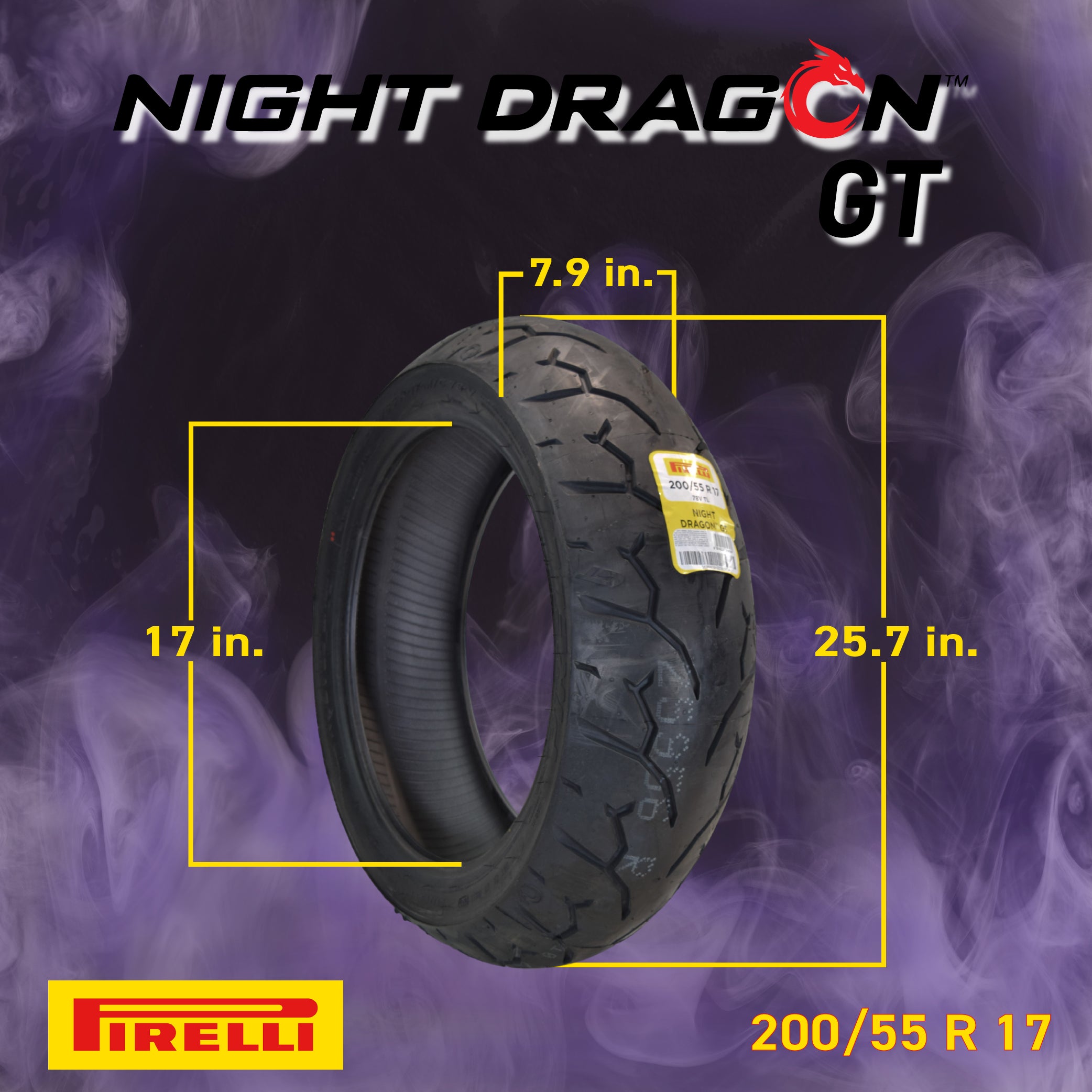 Pirelli Night Dragon 130/80B17 M/CTL 65H Front Tire 170/80B15 M/C 77H GT Motorcycle Rear Tire w/Keychain