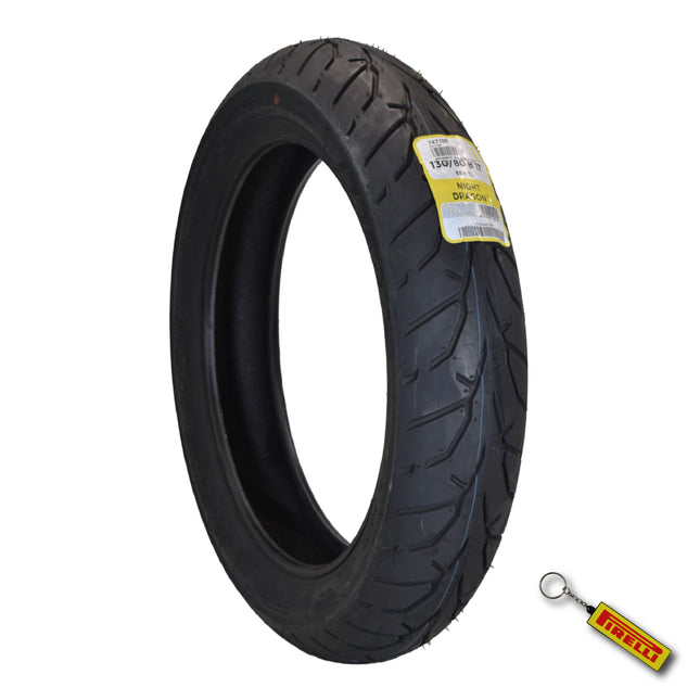 Pirelli Night Dragon 130/80B17 M/C 65H TL Cruiser Motorcycle Front Tire - Superior Traction & Handling for High-Performance Cruisers w/ Keychain