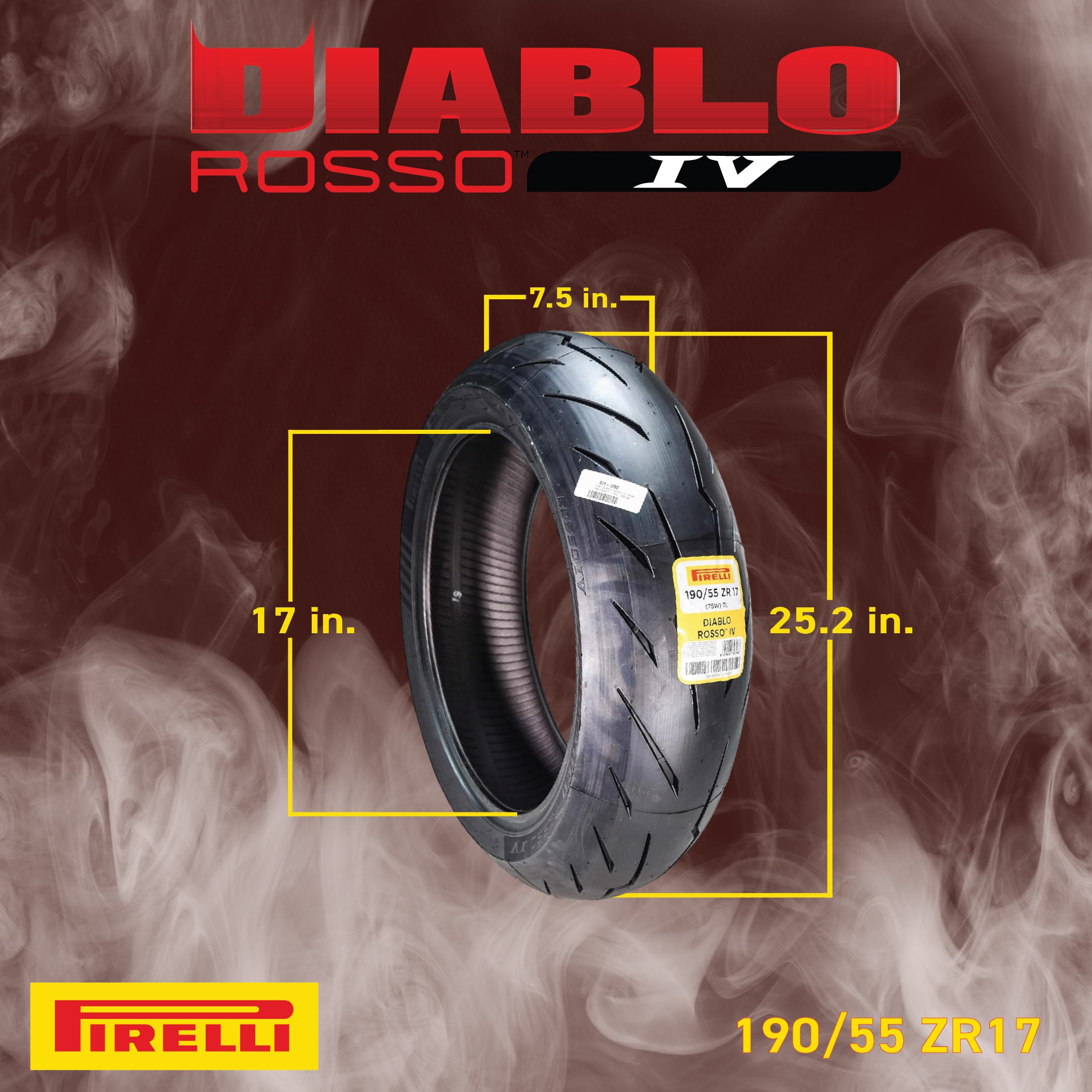 Pirelli Diablo Rosso 4 IV Street Sport 120/70ZR17 190/55ZR17 Motorcycle Tire Set