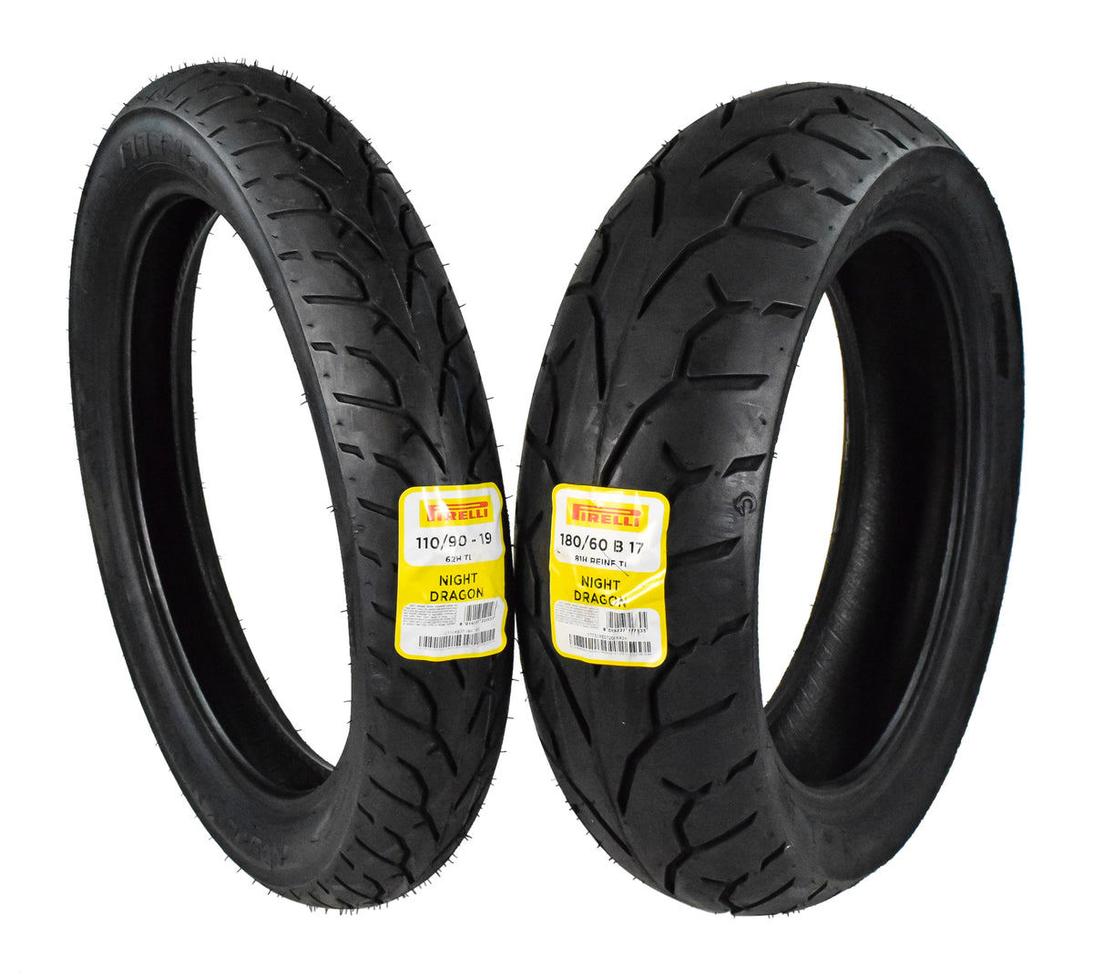 Pirelli Night Dragon 110/90-19 180/60B17 Front Rear Motorcycle Tires Set w/Keychain