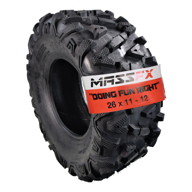 MASSFX 26x11-12 Rear Tire for ATV, UTV, and SxS - 6-Ply with 1/2" Tread Depth