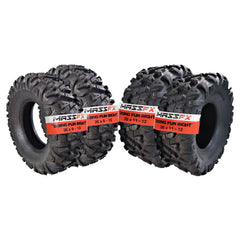 MASSFX 26x9-12 Front (2) & 26x11-12 Rear (2) Tires for ATV, UTV, & SxS (4-pk)