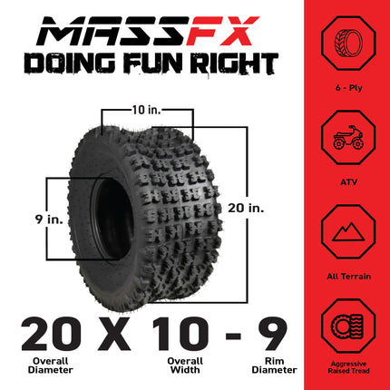 MASSFX 20x10-9 Rear Durable ATV Sport Tire 6 PLY 20x10x9 (2 Pack)