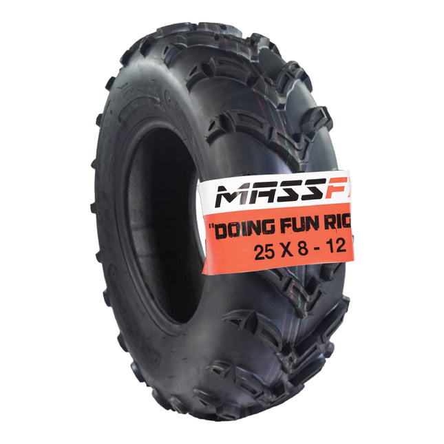 MASSFX 25x8-12 Front Tire for ATV, UTV, and SxS - 6-Ply with 1/2" Tread Depth