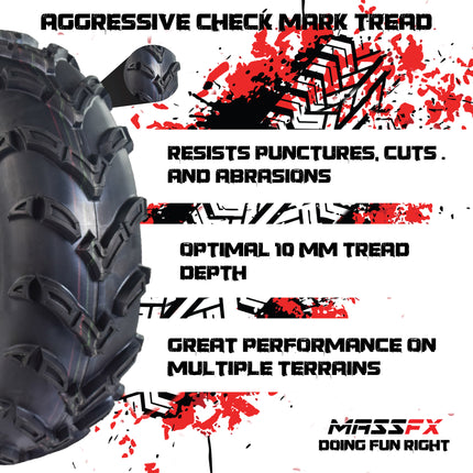 MASSFX 25x8-12 Front Tire for ATV, UTV, and SxS - 6-Ply with 1/2" Tread Depth