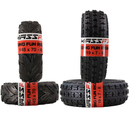 MASSFX MO 145x70-6 Front 19x7-8 Rear 4 Ply Go Kart ATV Tire Set