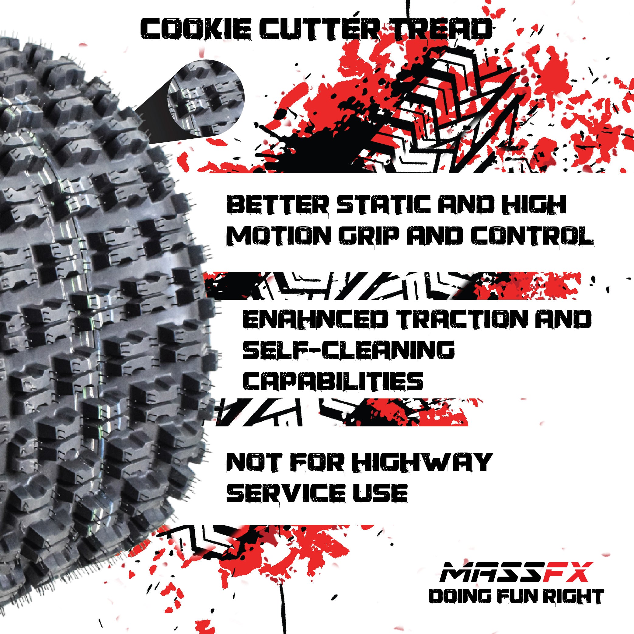 MASSFX 20x10-19 Rear Tire for ATV, UTV, & SxS - 4-Ply w/ 15mm Tread Depth