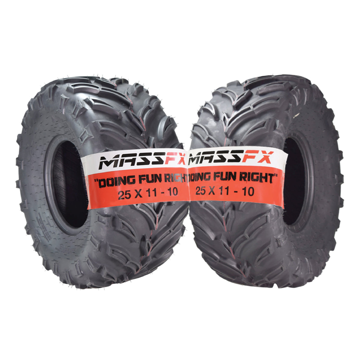 MASSFX 25x11-10 Rear Tires for ATV, UTV, & SxS-6-Ply w/ 1/2" Tread Depth (2-pk)