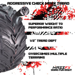 MASSFX 25x11-10 Rear Tires for ATV, UTV, & SxS-6-Ply w/ 1/2" Tread Depth (2-pk)