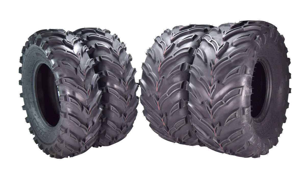 MASSFX 25x8-12 Front (2) & 25x11-10 Rear (2) Tires for ATV, UTV, & SxS (4-pk)