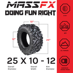 MASSFX QL251012 6PLY 25" 25x10-12 Rear ATV Tire 25x10x12