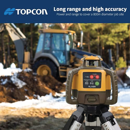 Topcon RL-H5A Horizontal Self-Leveling Rotary Laser Level Kit: LS-80X Receiver, Heavy-Duty Aluminum Tripod, 13ft Inch Grade Rod, 2600ft Range, ±1/16" Accuracy, IP66 Rated for Construction & Grading