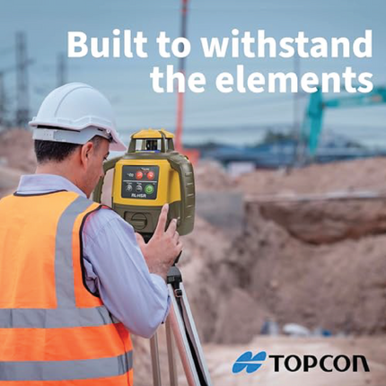 Topcon RL-H5A Horizontal Self-Leveling Rotary Laser Level Kit: LS-80X Receiver, Heavy-Duty Aluminum Tripod, 13ft Tenths Grade Rod, 2600ft Range, ±1/16" Accuracy, IP66 Rated for Construction & Grading