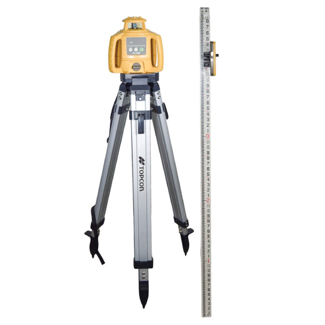 Topcon RL-H5B Self-Leveling Horizontal Rotary Laser Level Kit with LS-80X Receiver, Aluminum Tripod, 16ft Telescoping Inch Grade Rod - for Construction & Grading