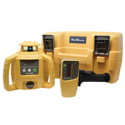 Topcon RL-H5B Self-Leveling Horizontal Rotary Laser Level Kit with LS-80X Receiver, Aluminum Tripod, 16ft Telescoping Inch Grade Rod - for Construction & Grading