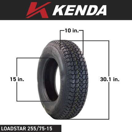 Kenda K550 ST225/75D15 Loadstar Trailer Tire Bias-Ply Tire for Superior Towing Performance with Enhanced Stability for Utility Trailers, Cargo Trailers, and Boat Trailers with Kenda Keychain (4 Pack)