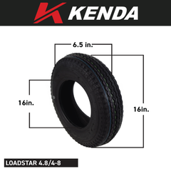 Kenda 22661060 4.80/4.00-8 Load Star 2 Ply Tubeless Trailer Tire w Key Chain Bottle Opener