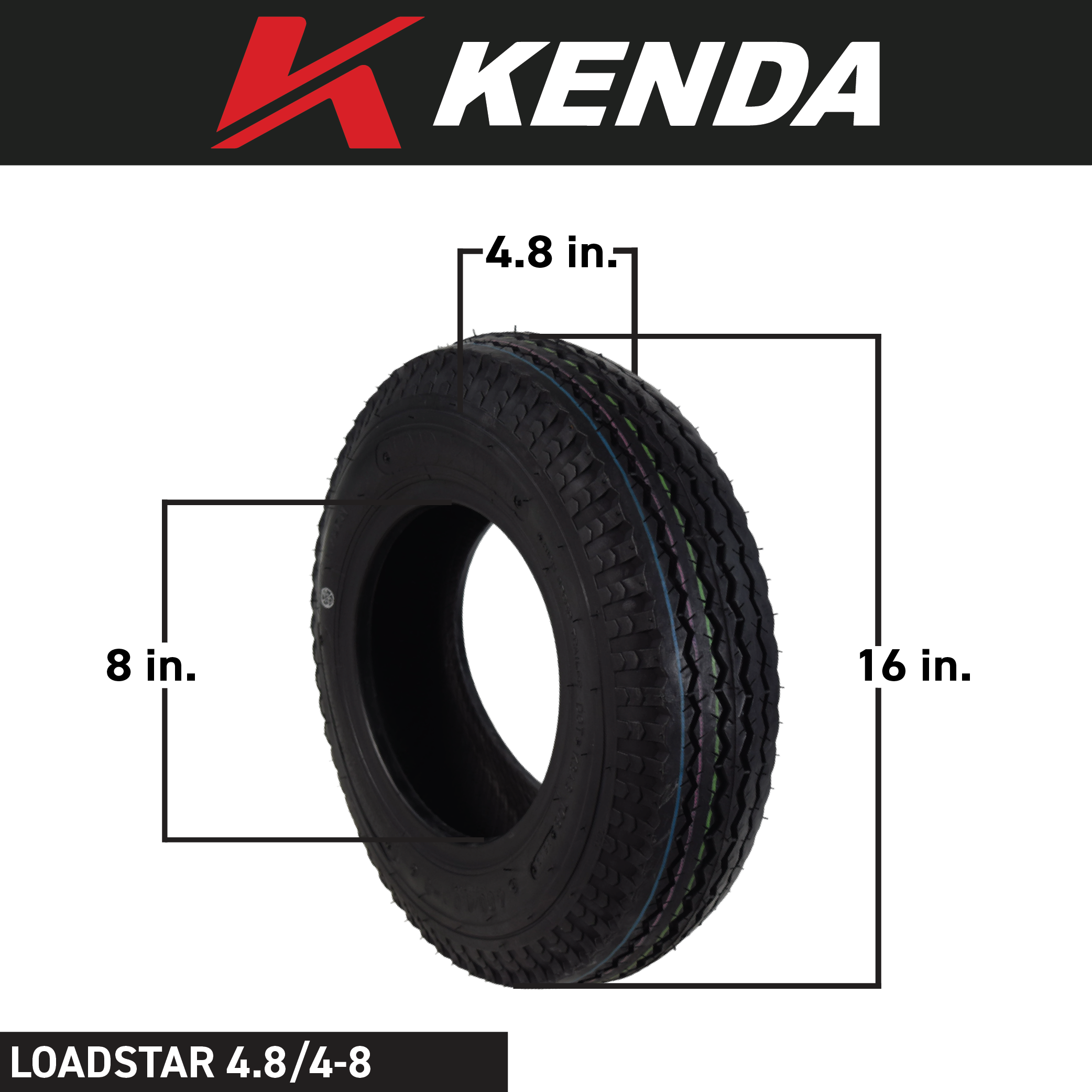 Kenda 22661060 4.80/4.00-8 Load Star 2 Ply Tubeless Trailer Tires 2 Pack