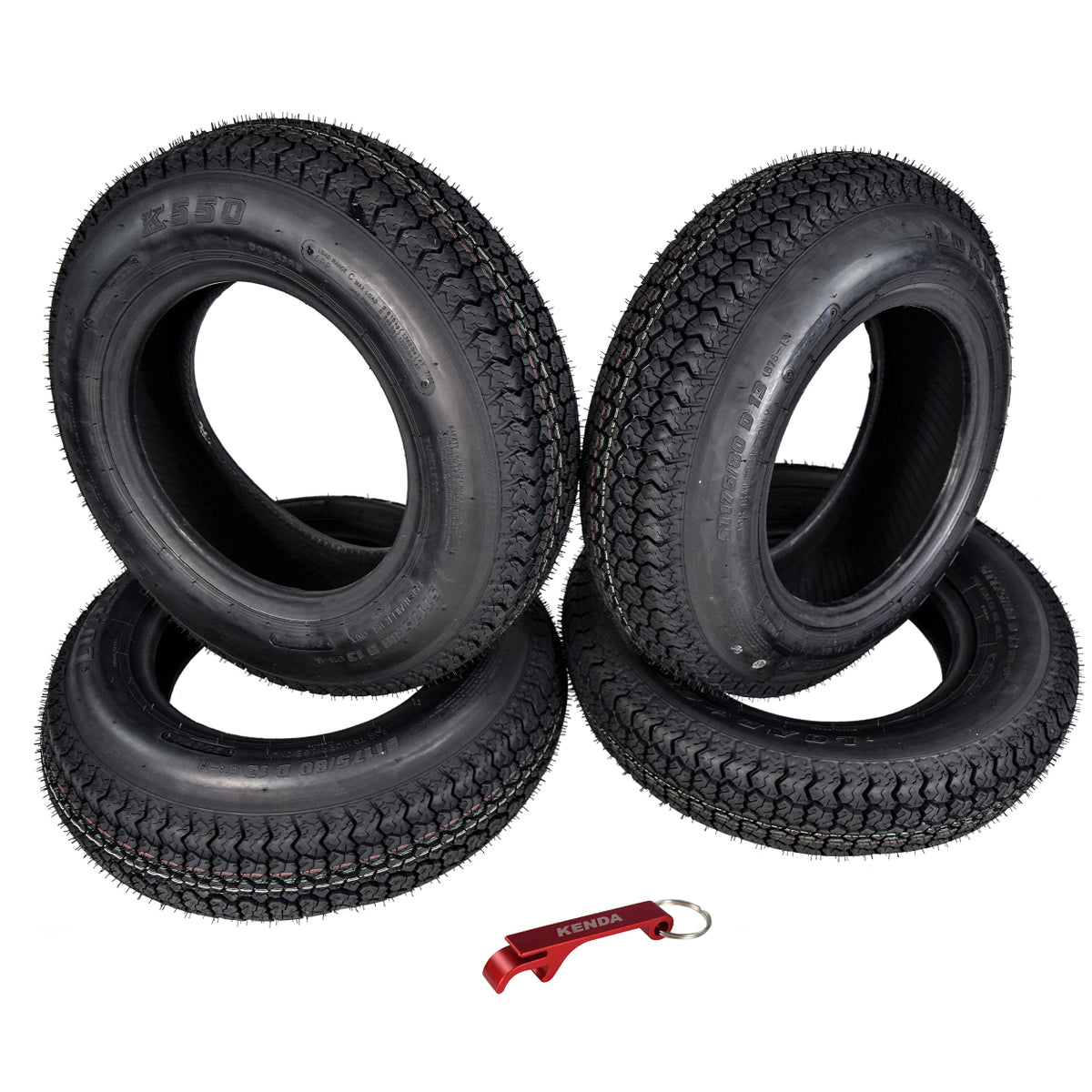 Kenda 31722002 ST175/80D13 Load Star 6 Ply Tubeless Trailer Tires 4 Pack