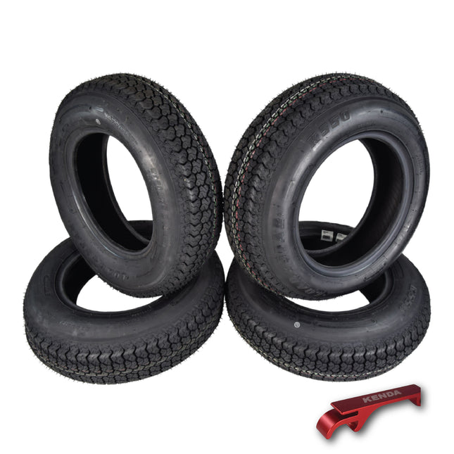 Kenda K550 ST175/80D13 Loadstar Trailer Tire Bias-Ply Tire for Superior Towing Performance with Enhanced Stability for Utility Trailers, Cargo Trailers, and Boat Trailers with Kenda Keychain (4 Pack)