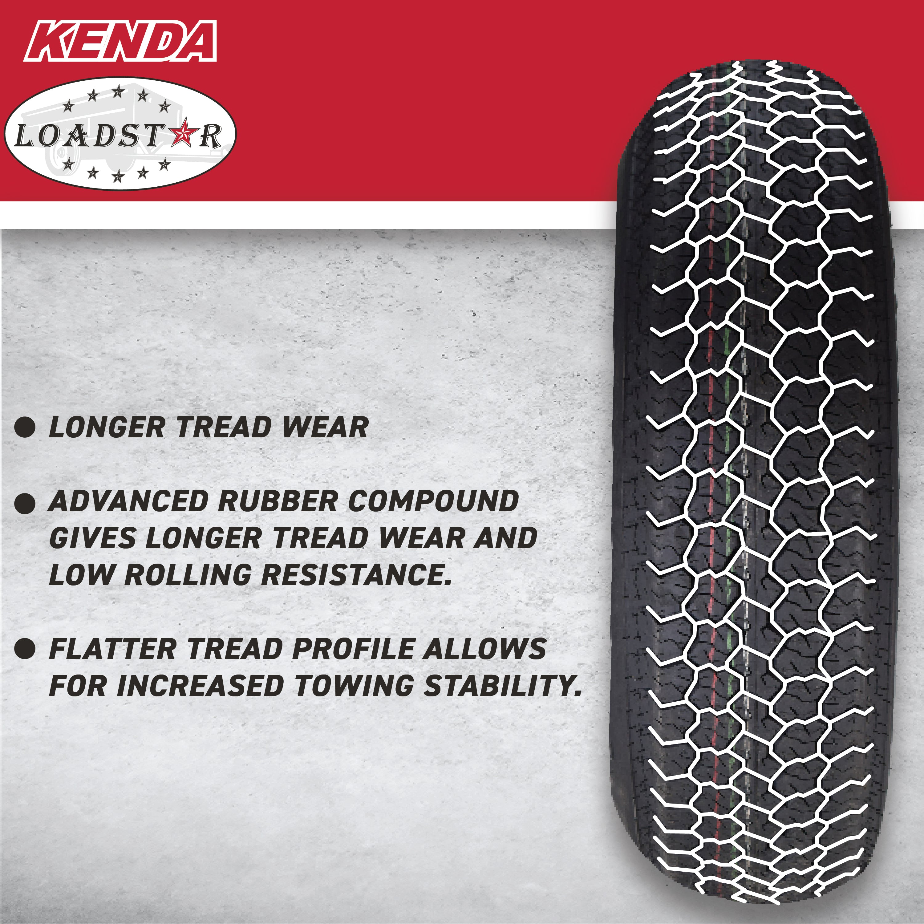 Kenda 31722002 ST175/80D13 Load Star 6 Ply Tubeless Trailer Tires 4 Pack