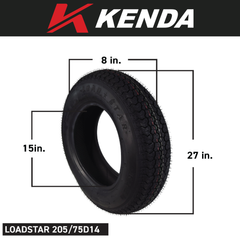 Kenda 319B2008 ST205/75D15 Load Star 6 Ply Tubeless Trailer Tire w Key Chain Bottle Opener