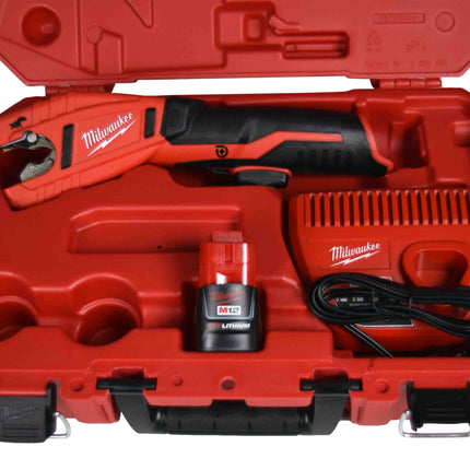 Milwaukee M12 12V Lithium-Ion Cordless Copper Tubing Cutter Kit, 3/8 in. to 1 in. Capacity, 500 RPM, with 1.5Ah Battery, Charger, and Carrying Case-Fast Cutting for Plumbing and HVAC-(2471-21)