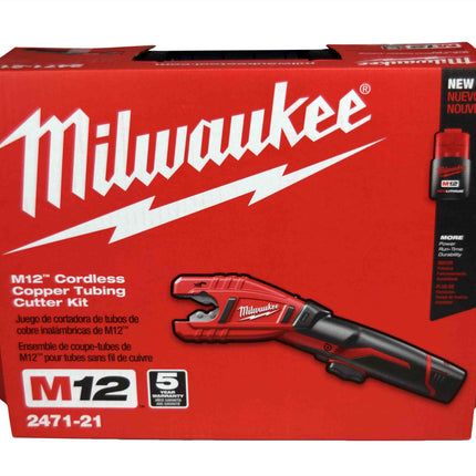 Milwaukee M12 12V Lithium-Ion Cordless Copper Tubing Cutter Kit, 3/8 in. to 1 in. Capacity, 500 RPM, with 1.5Ah Battery, Charger, and Carrying Case-Fast Cutting for Plumbing and HVAC-(2471-21)