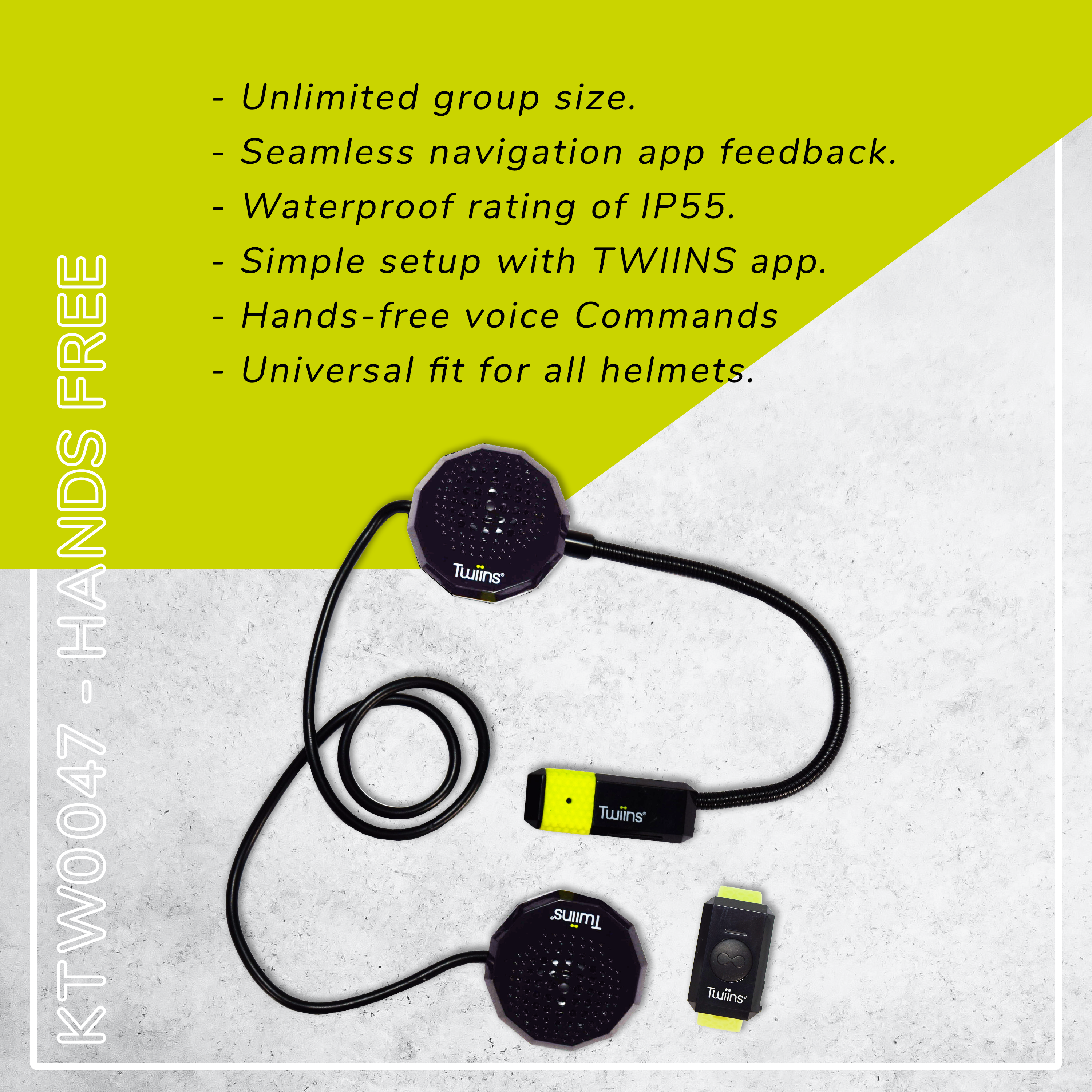 Twiins HF Group Talk Bluetooth Motorcycle Helmet Communication Headset (SB/HF2)