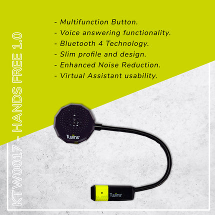 Twiins HF 1.0 Bluetooth Motorcycle Helmet Communication Headset (Single Speaker)