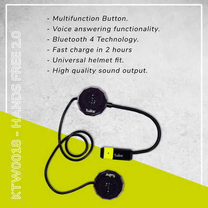 Twiins HF 2.0 Bluetooth Motorcycle Helmet Communication Headset (Dual Speaker)