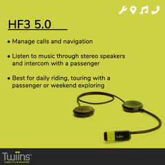 Twiins HF3 5.0 Intercom Bluetooth Motorcycle Helmet Communication Headset