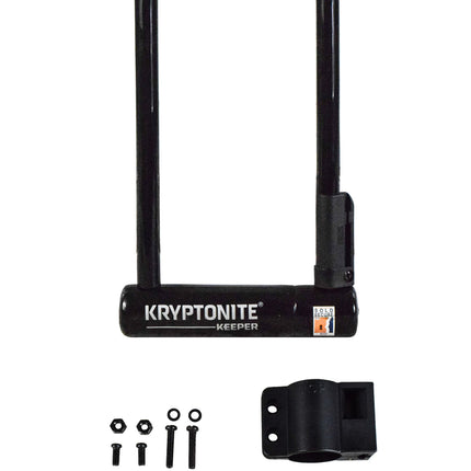 Kryptonite Keeper Bike U-Lock, Anti-Theft Security Bicycle U Lock, Sold Secure Silver, 12mm Steel Shackle with Mounting Bracket and Keys, High Security Lock for Bicycles E-Bike, Scooters, Black