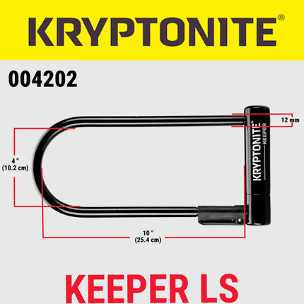 Kryptonite Keeper Bike U-Lock, Anti-Theft Security Bicycle U Lock, Sold Secure Silver, 12mm Steel Shackle with Mounting Bracket and Keys, High Security Lock for Bicycles E-Bike, Scooters, Black