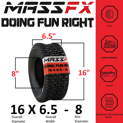 MASSFX 16x6.5-8 Go-Kart Tires 4ply 2 Pack
