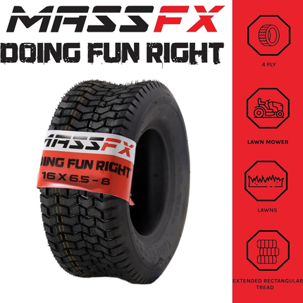 MASSFX 16x6.5-8 Lawn Mower Tires 4ply 4 Pack