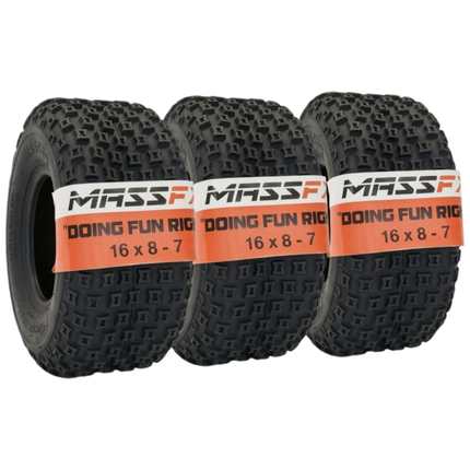 MASSFX Go Kart/ATV Tires 3 set 16x8-7 4Ply