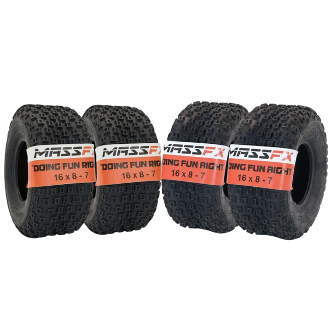 MASSFX Go Kart/ATV Tires 4 set 16x8-7 4Ply