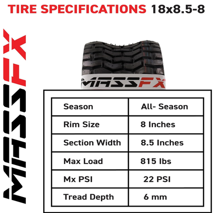 MASSFX 18x8.50-8 Lawn Mower Tires 4ply 4 Pack