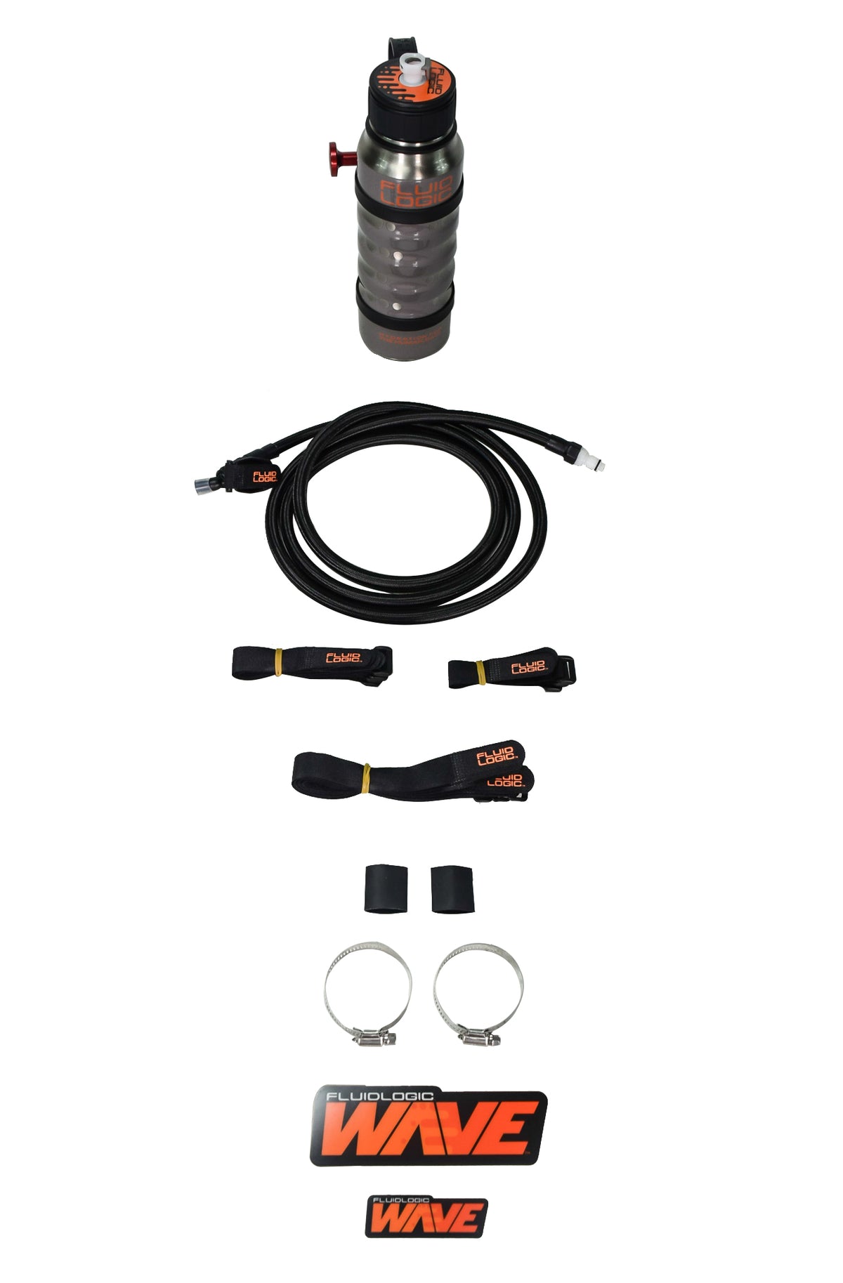 FluidLogic Wave Complete Hydration System with Wide Mouth, Stainless Steel Bottle (32oz) - Universal Rollbar Mount & Hardware for UTV & Offroad Vehicles w/ Keychain