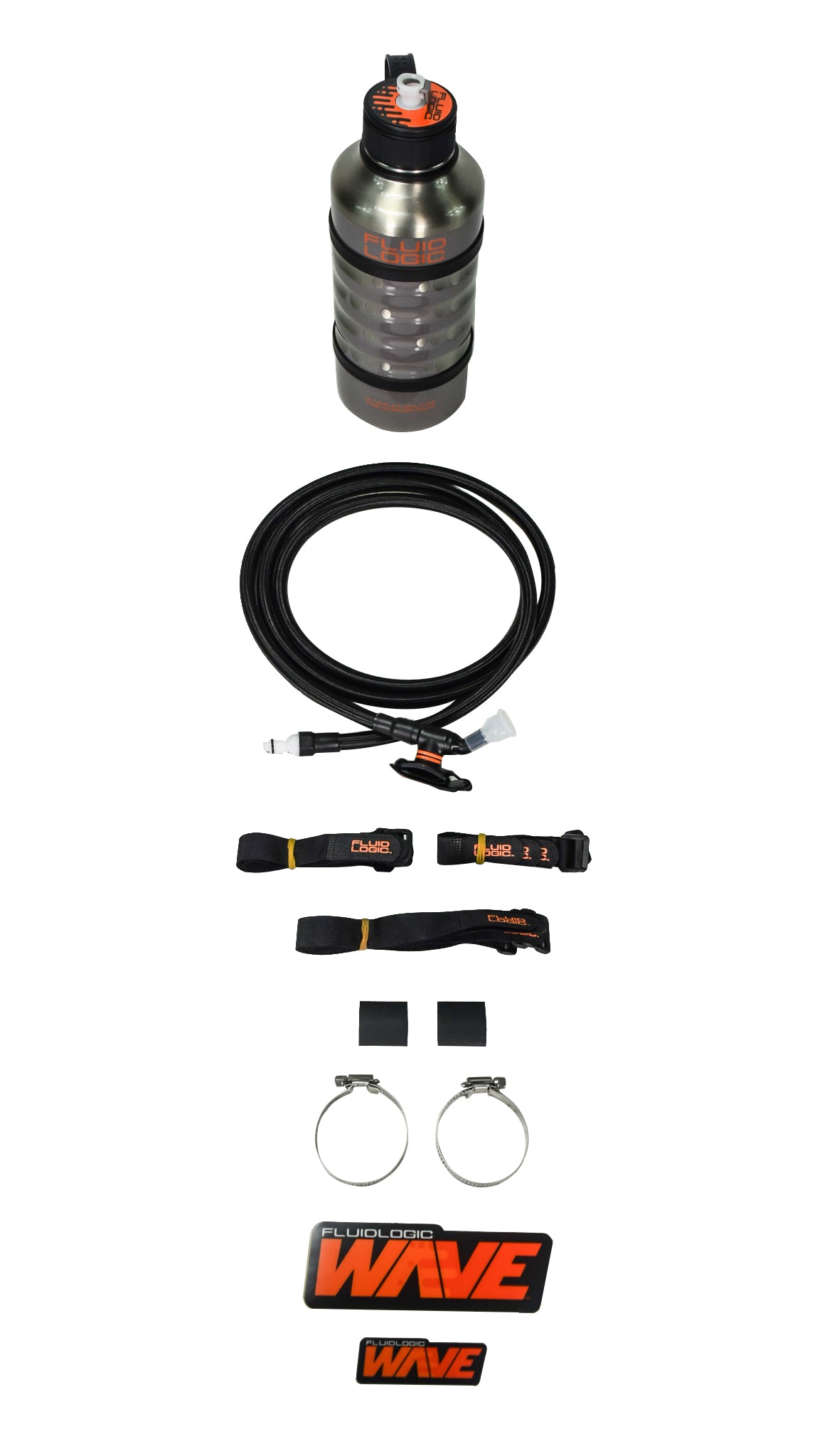 FluidLogic Wave Complete Hydration System with Wide Mouth, Stainless Steel Bottle (64oz) - Universal Rollbar Mount & Hardware for UTV & Offroad Vehicles w/ Keychain