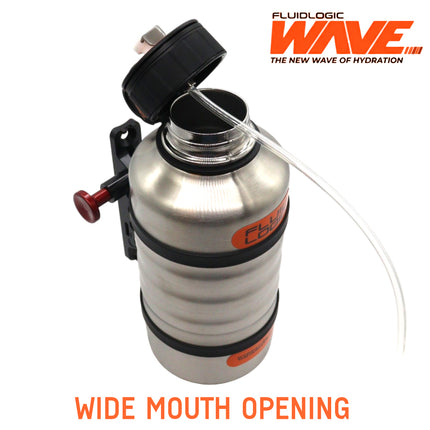 FLUIDLOGIC Wave Stainless Steel Hydration Bottle w/Quick Release Universal Rollbar Mount & Hardware For UTV, SxS and Other Offroad Vehicles (64oz) with Keychain