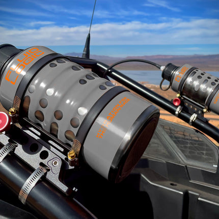 FluidLogic Wave Complete Hydration System with Wide Mouth, Stainless Steel Bottle (64oz) - Universal Rollbar Mount & Hardware for UTV & Offroad Vehicles w/ Keychain