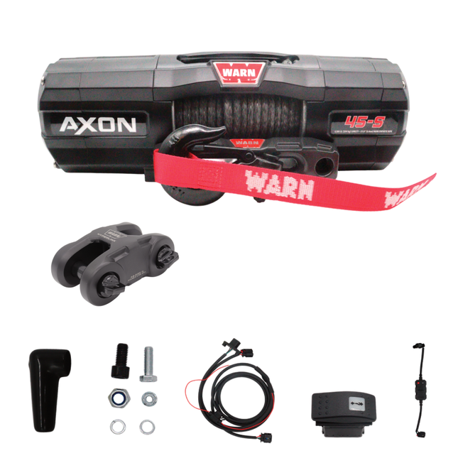 WARN AXON 45-S Powersport Winch – 4,500 lb Pulling Capacity, Synthetic Rope,  Advanced Sealed Motor, IP68 Waterproof, All-Metal Gear Train for ATV/UTV Recovery, Includes "H" shaped hyperlink shackle