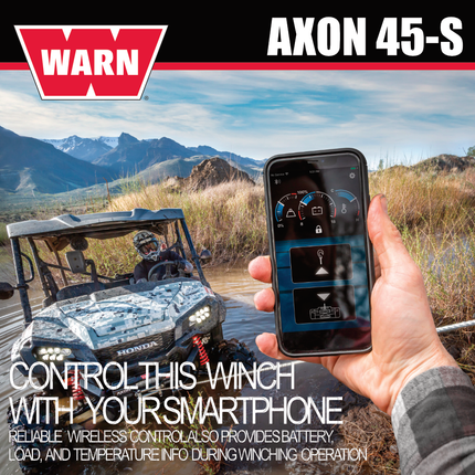 WARN AXON 45-S Powersport Winch – 4,500 lb Pulling Capacity, Synthetic Rope,  Advanced Sealed Motor, IP68 Waterproof, All-Metal Gear Train for ATV/UTV Recovery, Includes "H" shaped hyperlink shackle