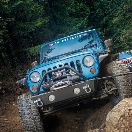 Warn ZEON 10-S 12V Electrical Utility Winch with 100 ft of 3/8 in Spydura Synthetic Rope & 10,000 lbs. for Trucks & SUVs - Includes Wired Remote and EPIC Dual Pin "H" Shape Shackle Hyperlink (89611)