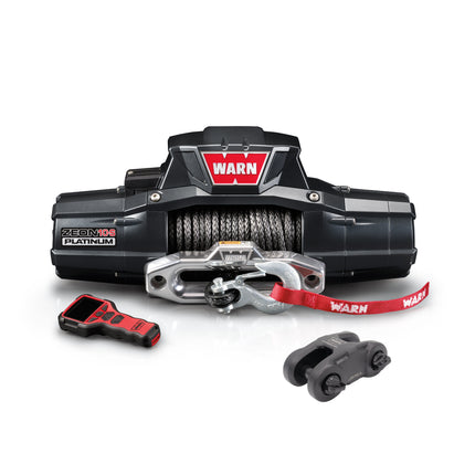 Warn ZEON 10-S Platinum 12V Electrical Utility Winch with 100 ft of 3/8 in Spydura Synthetic Rope & 10,000 lbs. - Includes Wireless Remote and EPIC Dual Pin "H" Shape Shackle Hyperlink (92815)