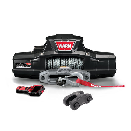 Warn ZEON 12-S Platinum 12V Electrical Utility Winch with 80 ft of 3/8 in Spydura Synthetic Rope & 12,000 lbs. - Includes Wireless Remote and EPIC Dual Pin "H" Shape Shackle Hyperlink (95960)