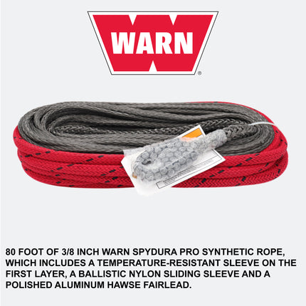 Warn ZEON 12-S Platinum 12V Electrical Utility Winch with 80 ft of 3/8 in Spydura Synthetic Rope & 12,000 lbs. - Includes Wireless Remote and EPIC Dual Pin "H" Shape Shackle Hyperlink (95960)